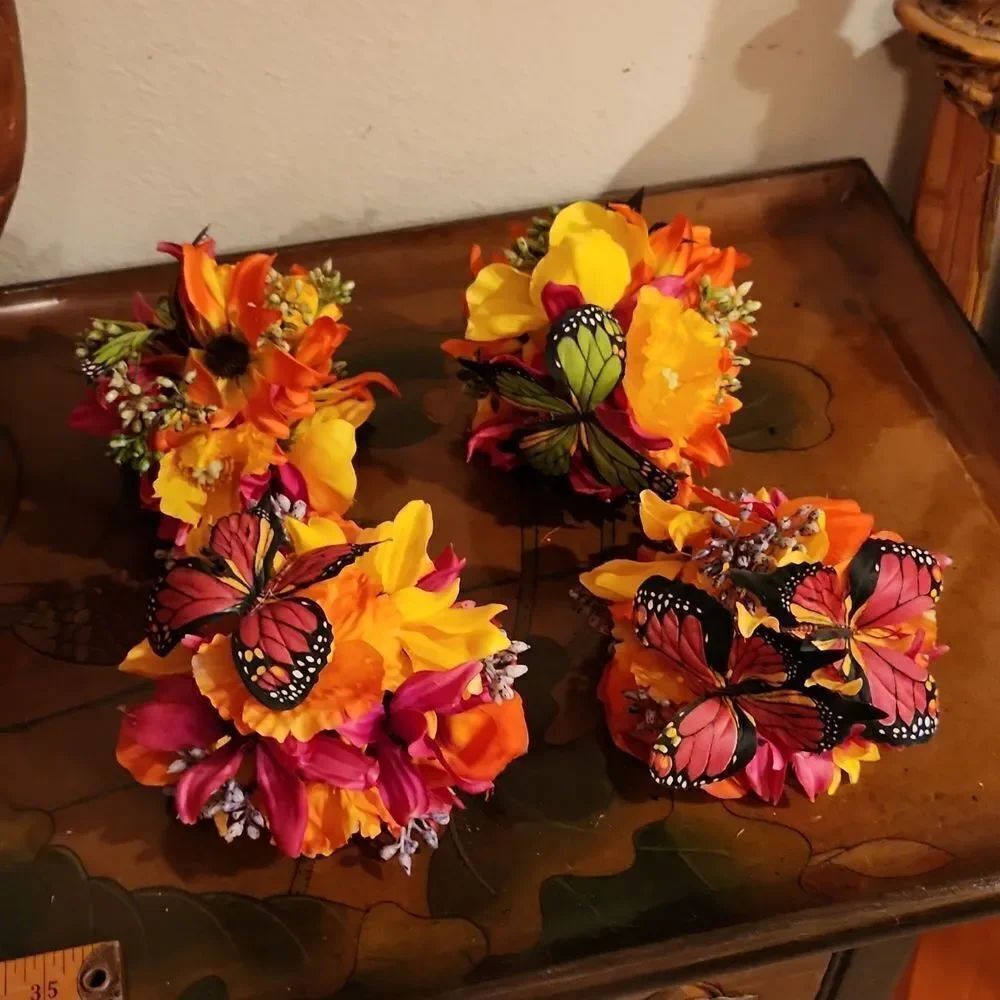 Festive Party Butterfly Flower Table Decorations Set of 4